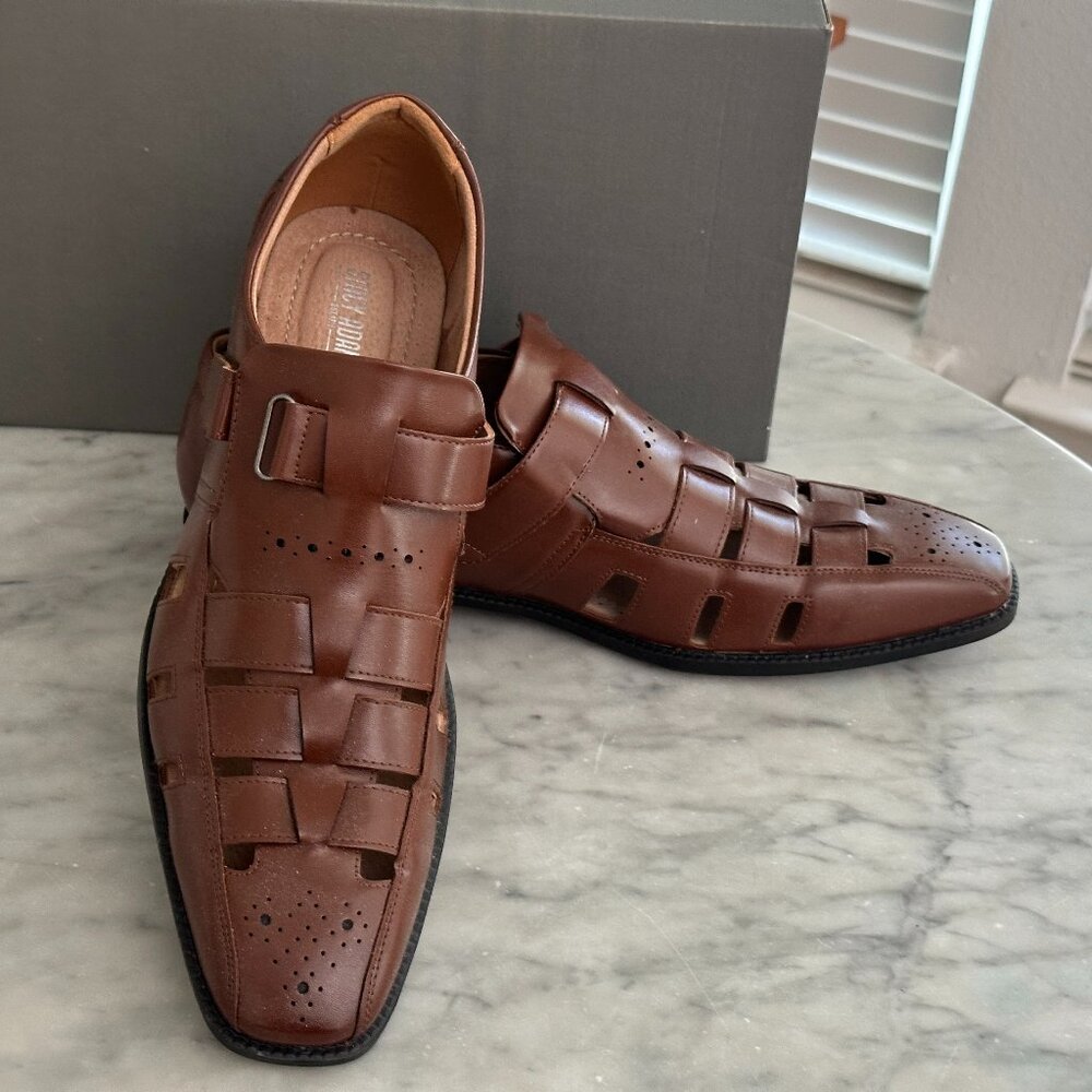 Stacy Adams Calax Men’s Cognac Brown Fisherman Dress Sandals Size 13M New Box